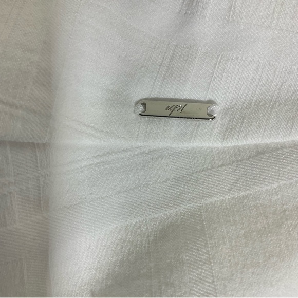 Up! Pull On Slimming White Square Jacquard Wide Waistband Straight Leg Pant 12. - Picture 13 of 16